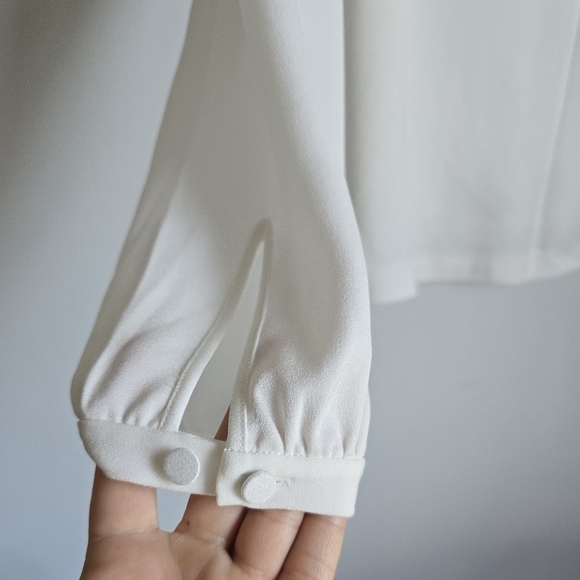 J. Lindeberg New White Tie Neck Cindy Jersey Blouse Shirt Womens US Size 8 - Picture 4 of 13
